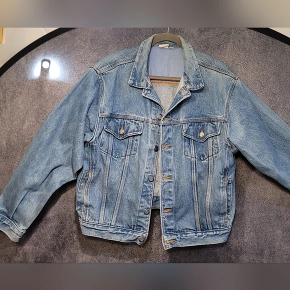 Vintage Harley Davidson Logo Denim Button Jean Jacket Unisex Men's Medium - Picture 1 of 13